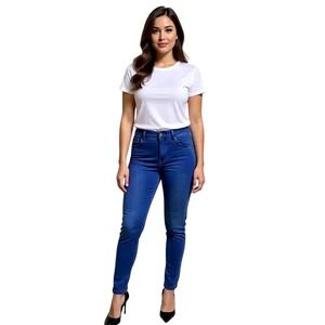 HUE Yoga Stretch Denim Leggings Wide‎ Waistband Pockets Md NWT